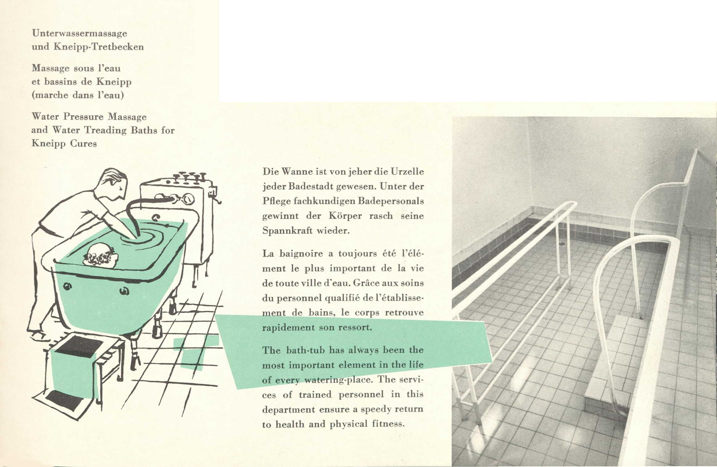 Figure 10: Kneippbecken im neuen Kurmittelhaus von 1955 in einem Prospekt der 1960er Jahre.